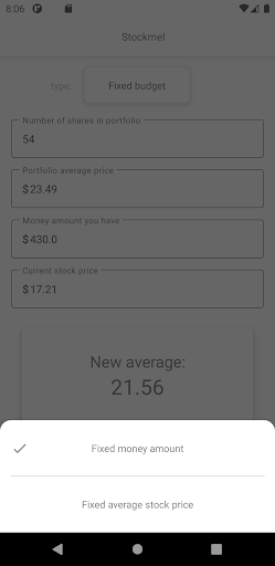 Stockmel - Average stock price Screen 3