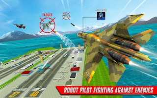 Robot Pilot Airplane Games 3D