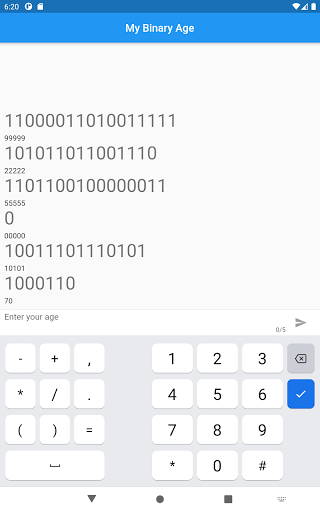 My Binary Age Screen 3