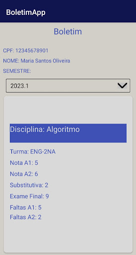 BoletimApp Screen 3