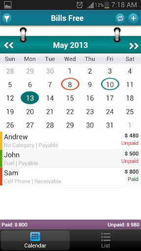 Bills Free - Expense & Invoice Screen 2