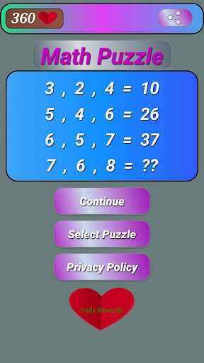 Android application Brain Math Puzzles screenshort