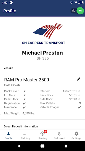 Android application SH Express Transport screenshort