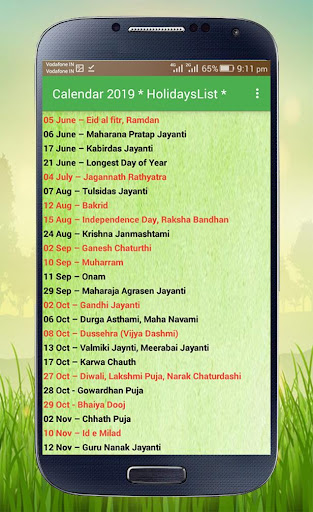 Calendar 2019