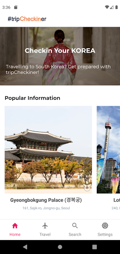 Android application tripcheckiner : Trip to Korea screenshort