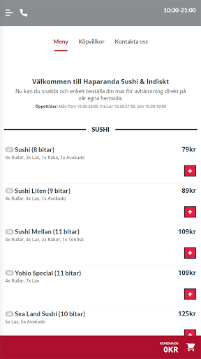 Android application Haparanda Sushi och Indiskt screenshort