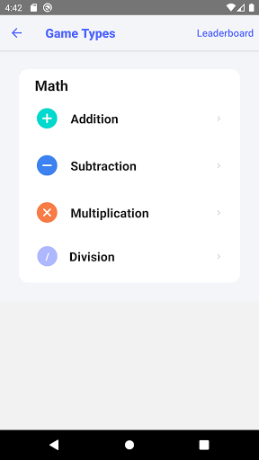 Android application Manta Math screenshort