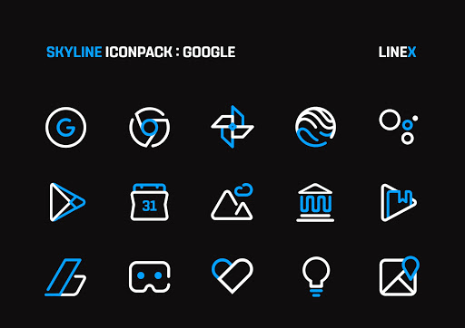 SkyLine Icon Pack : LineX Blue Edition