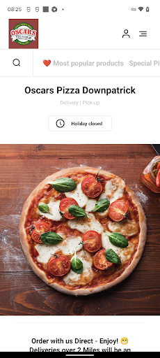 Android application Oscars Pizza Downpatrick screenshort