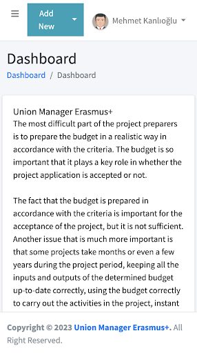 Union Manager (Erasmus+) Screen 3