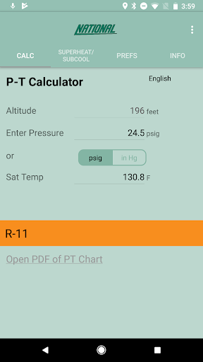 P-T Calculator Screen 2