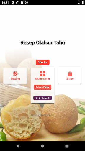 Android application Resep Aneka Olahan Tahu screenshort