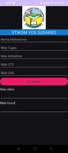 Android application Menghitung Nilai Mahasiswa screenshort