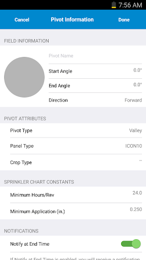 Valley Irrigation Run Time Screen 2