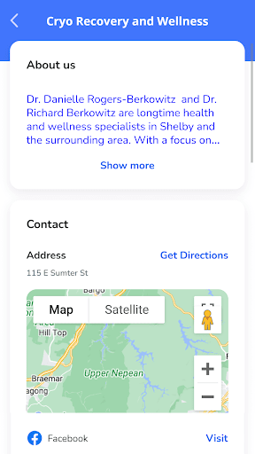 Android application Cryo Recovery and Wellness screenshort
