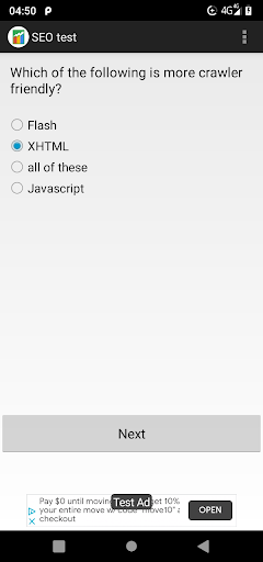 Android application SEO test screenshort