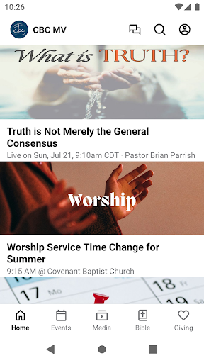 Android application Covenant Baptist Church MV screenshort