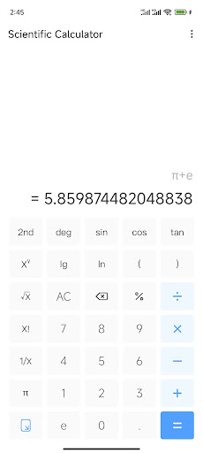 Android application Scientific Calculator screenshort