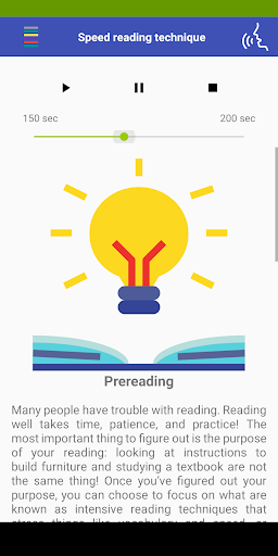 Android application Speed reading technique screenshort