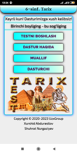 Android application Tarix Test 6 - sinf tarixi screenshort