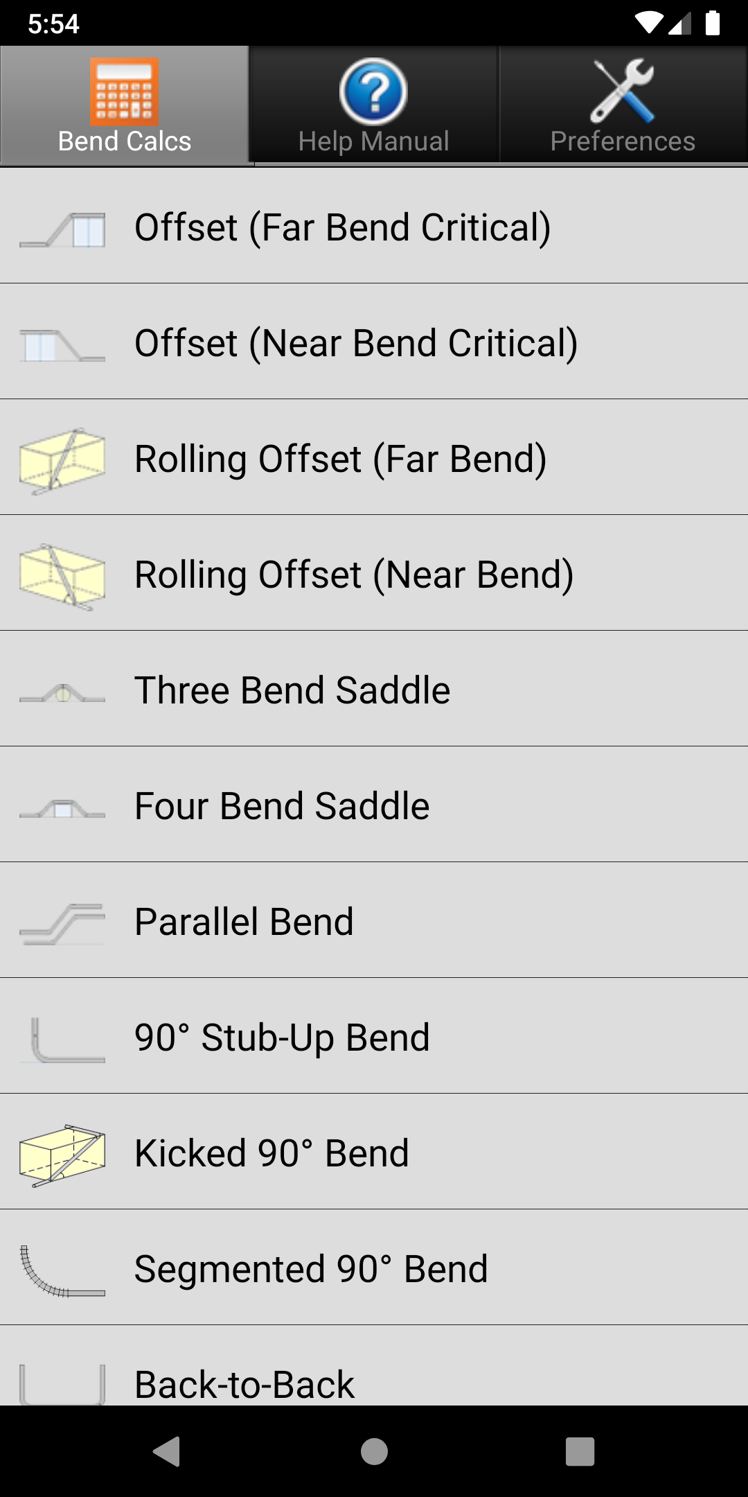 Android application Conduit Bender Elite - Calc screenshort