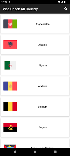 Android application Visa Check for All Country screenshort