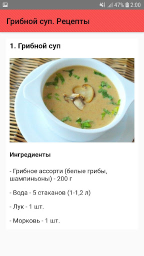 Грибной суп. Рецепты