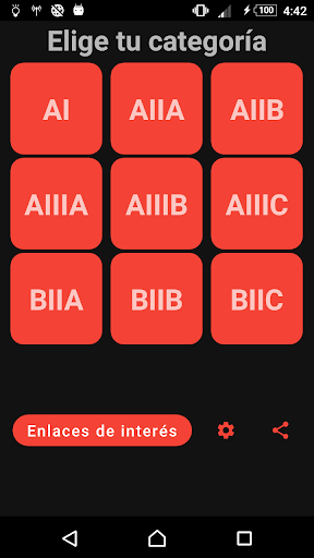 Android application Simulador examen teórico MTC screenshort