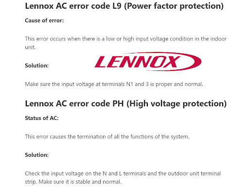 AC Repair Lennox Guide : HVAC Screen 3