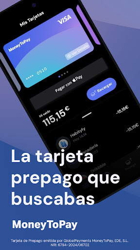 Android application MoneyToPay: Tu Tarjeta Prepago screenshort
