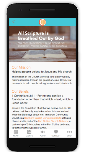 Immanuel Community Church App Screen 2