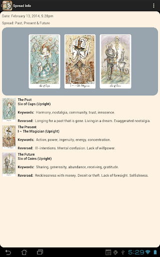 Screenshot of Joie de Vivre Tarot