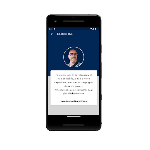 Android application Carte de Visite MYCodeApps screenshort