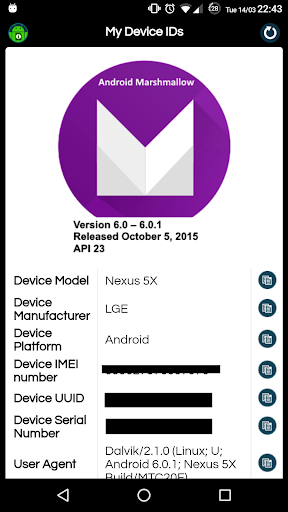 Android application My Device IDs screenshort