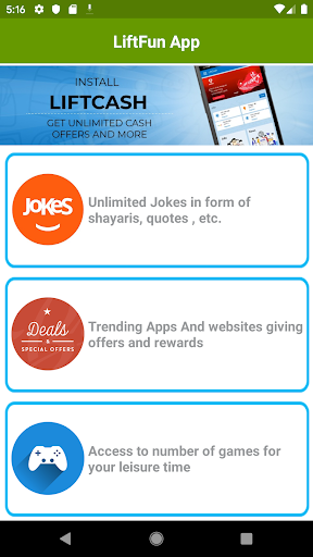 Android application LiftFun: quotes, games , rewar screenshort