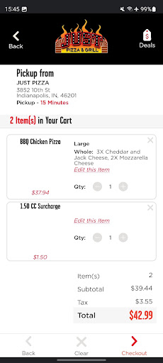 Screenshot of Just Pizza