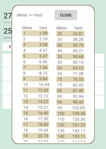 YM(Yard and Meter) converter Screen 2