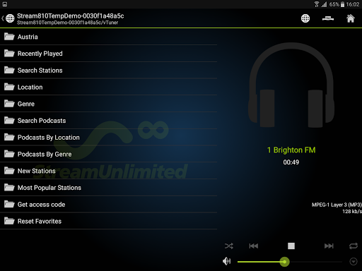 StreamUnlimited StreamSDK Demo Screen 2