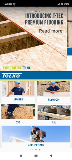 Android application Tolko Product Guide screenshort