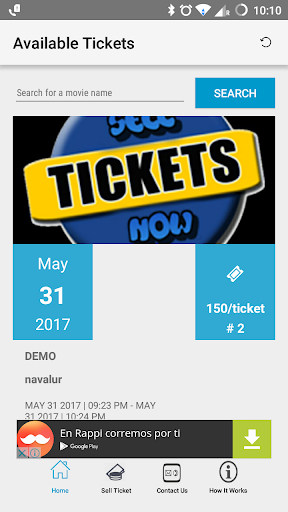Android application Sell Movie Ticket screenshort