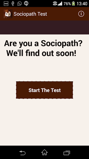 Android application Sociopath Test screenshort