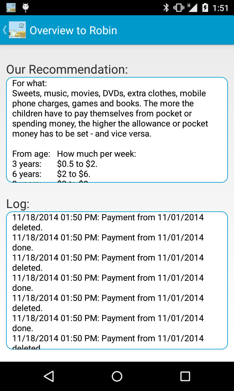Android application Pocket Money screenshort