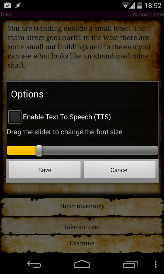 #3. Tiny Text Adventure (Android) Podle: Julian Churchill