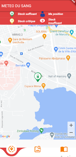 Android application Météo du sang screenshort