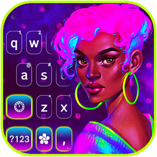 Neon Fashion Girl Keyboard Bac logo