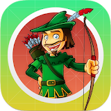 Shoot arrow at targets archery icon