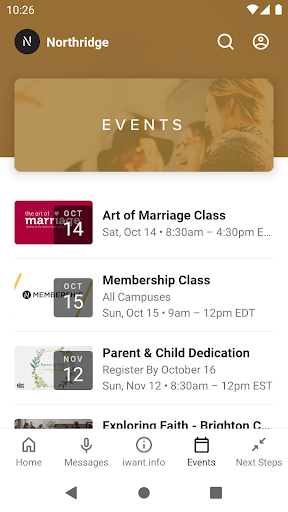 Screenshot of Northridge Church App