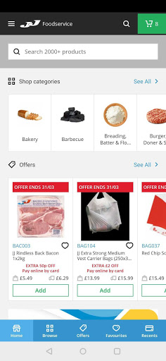JJ Foodservice Ordering App Screen 2