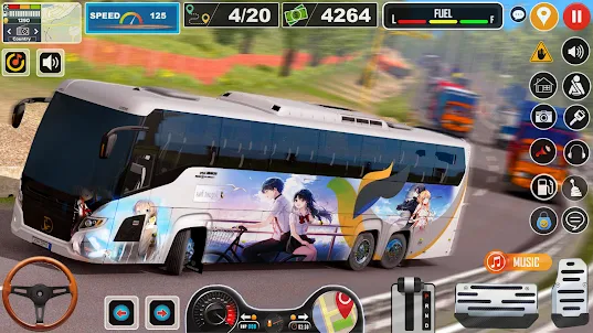 애니메이션 버스 게임 버스 운전 3D