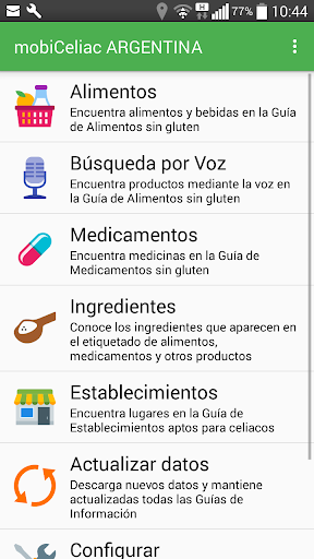 Android application mobiCeliac ARGENTINA screenshort